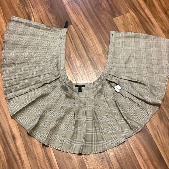 Forever 21 Side Buckle Plaid Pleated Wrap Mini Skirt Size Medium - Picture 3 of 9